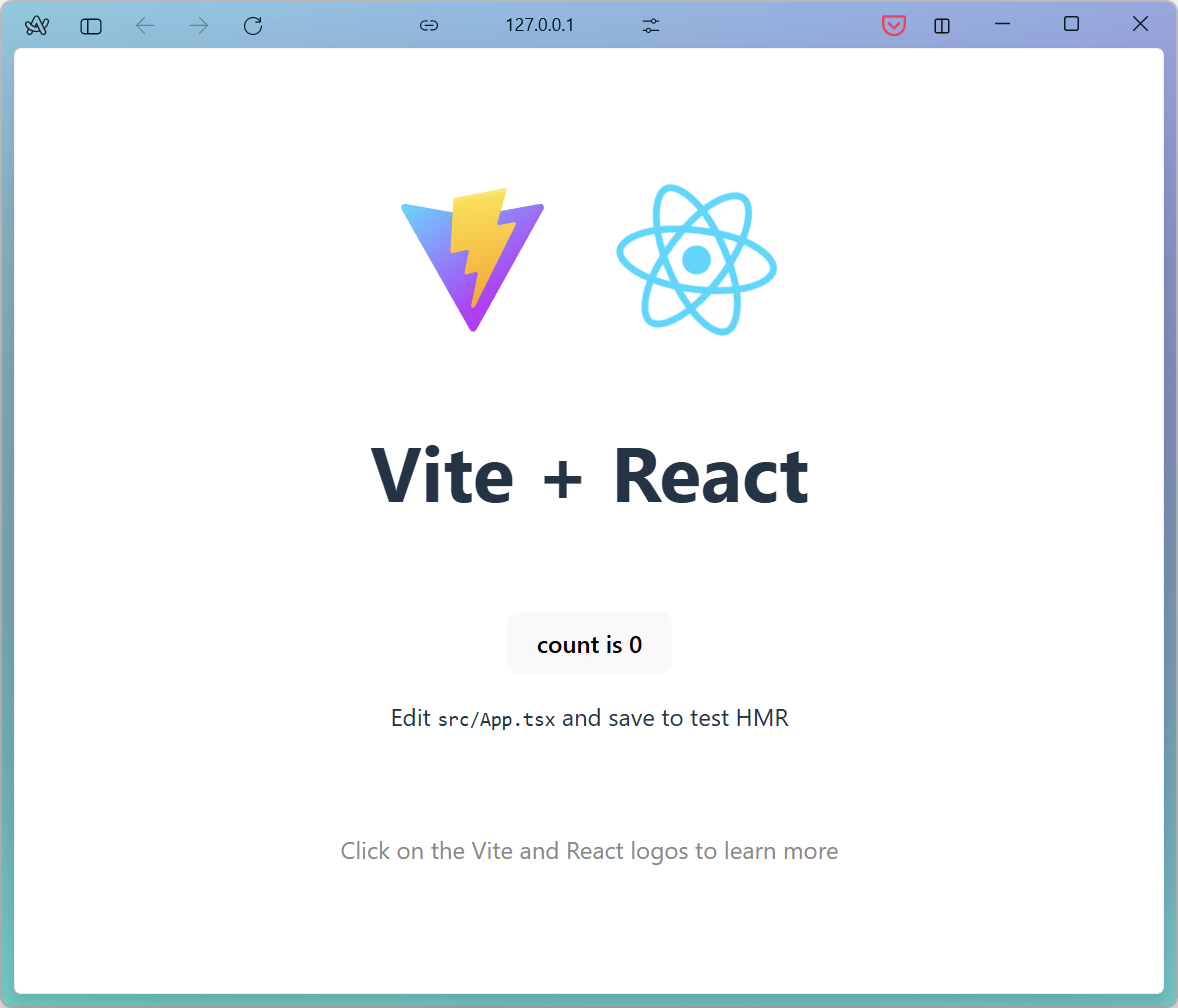 Screenshot of the browser after the basic setup