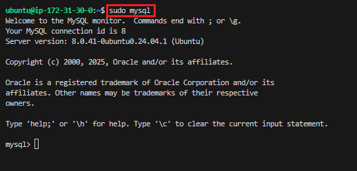 MySQL console