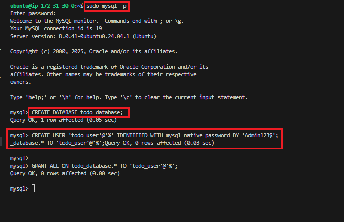 Create database
