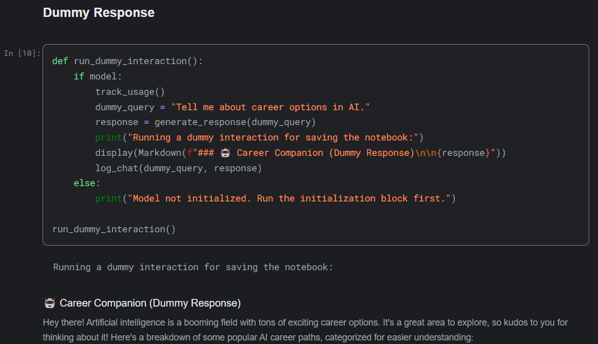 Sample Q&A block in notebook
