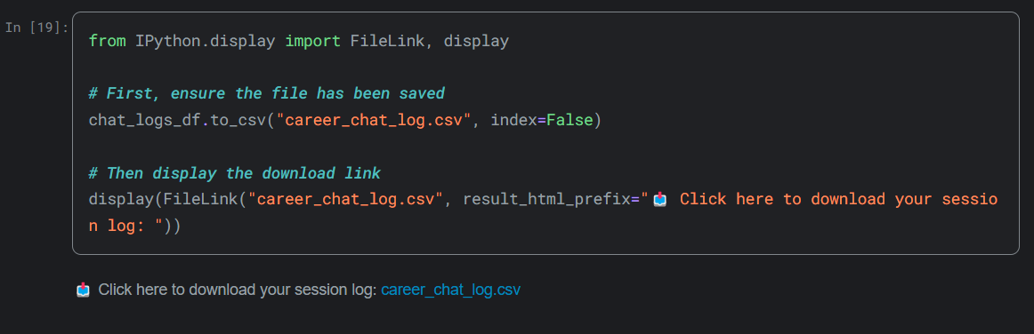 Downloadable log file