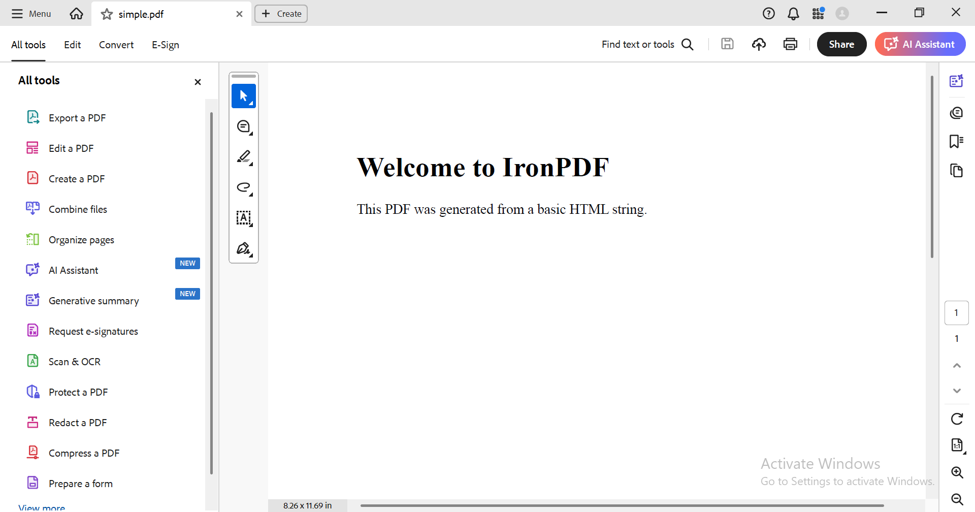 Create PDF from HTML String