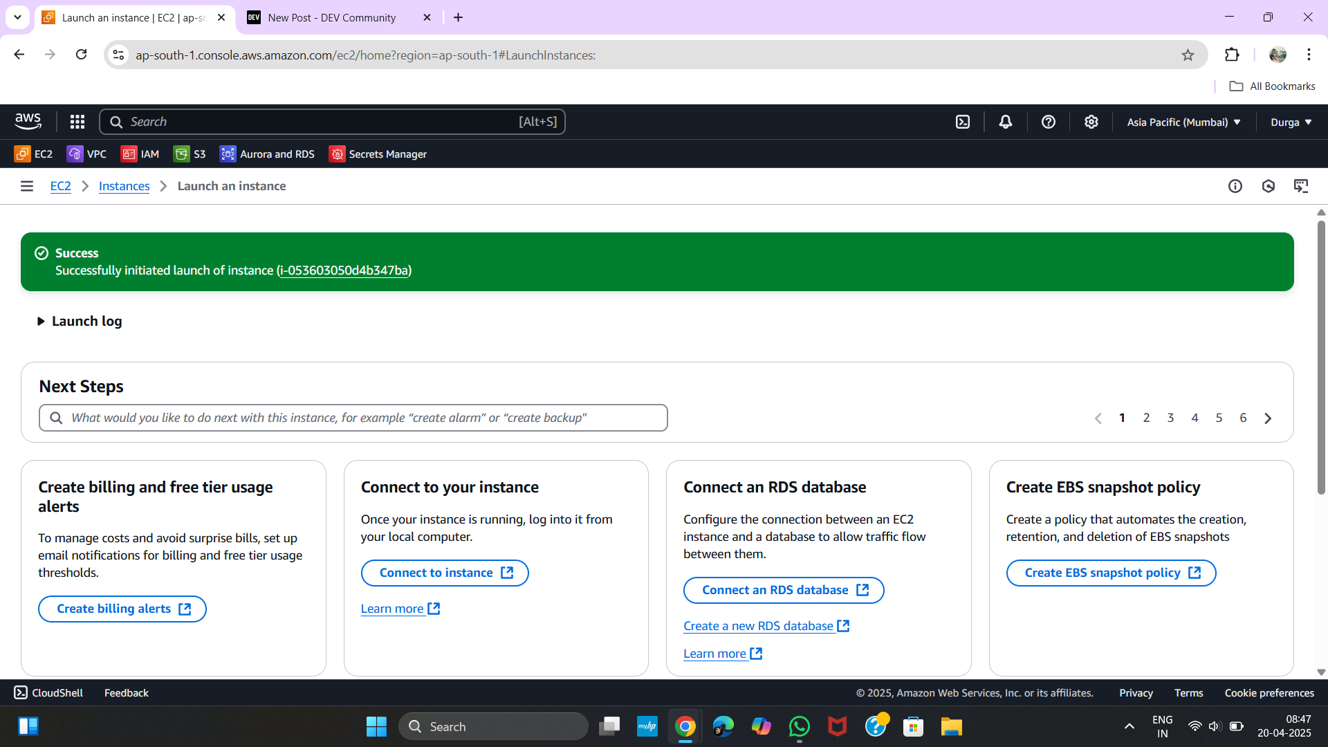 EC2 Dashboard