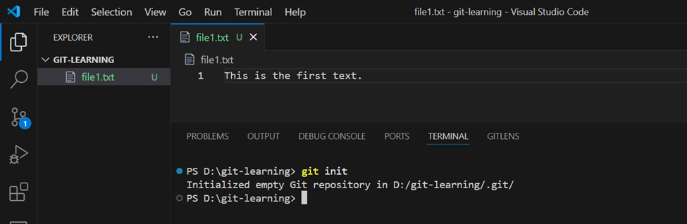 Git init command output