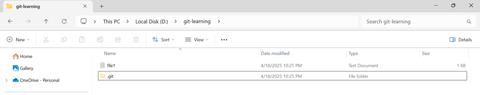 The hidden .git folder