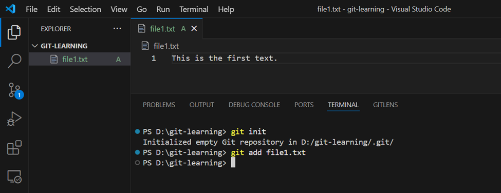 Staging with git add