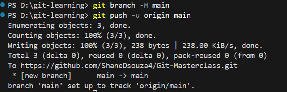 git remote -v output