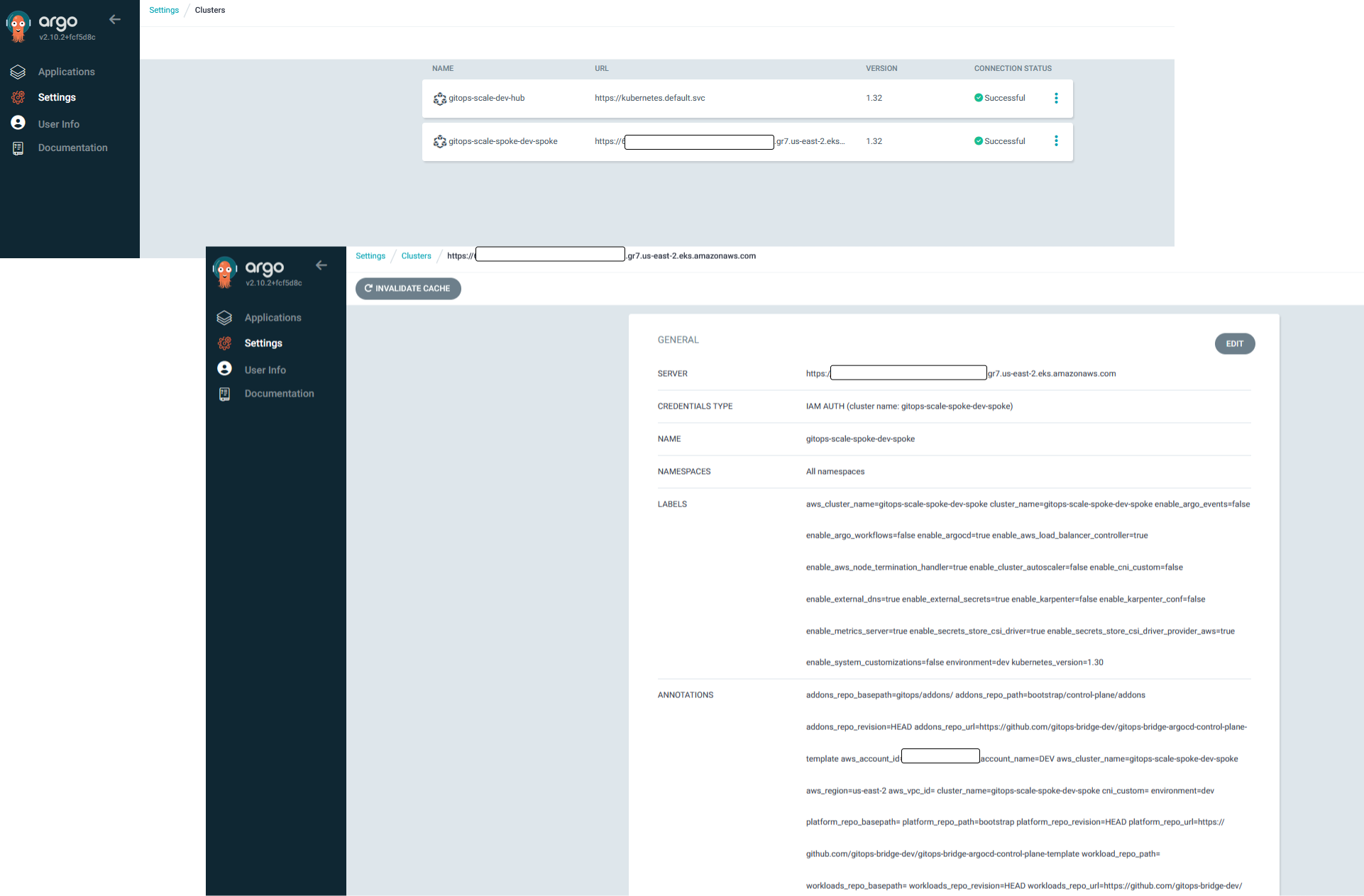 Cluster and metadata Information