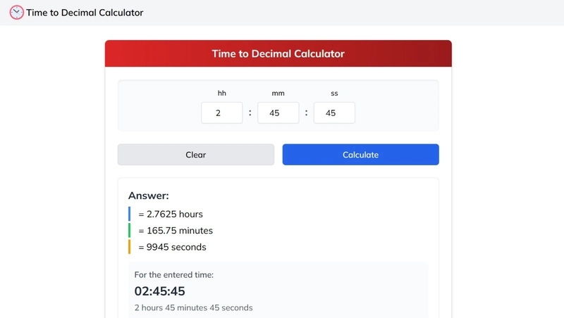 I made a little website to convert time to decimal