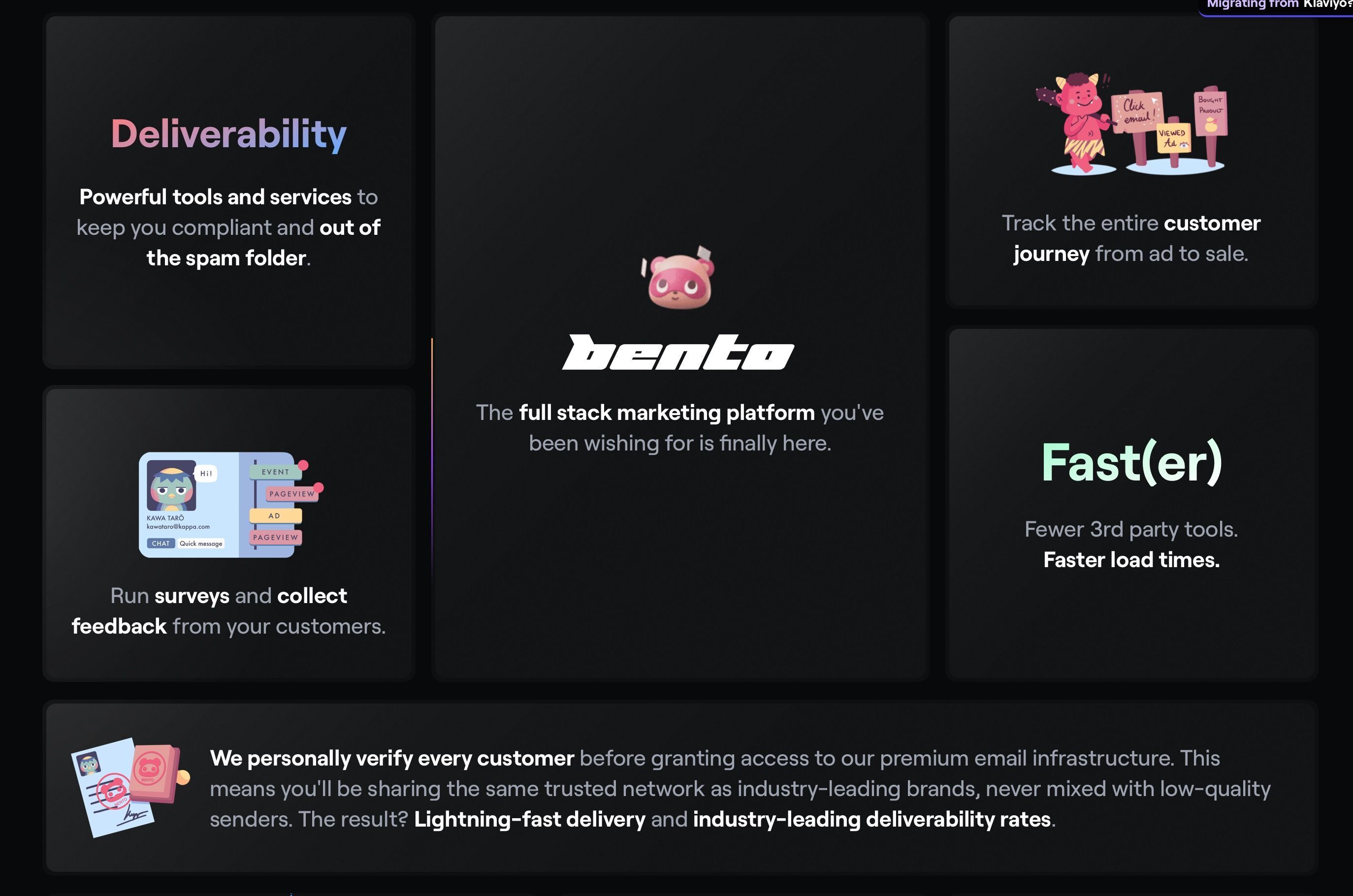Bento Grid Beispiel Webseite