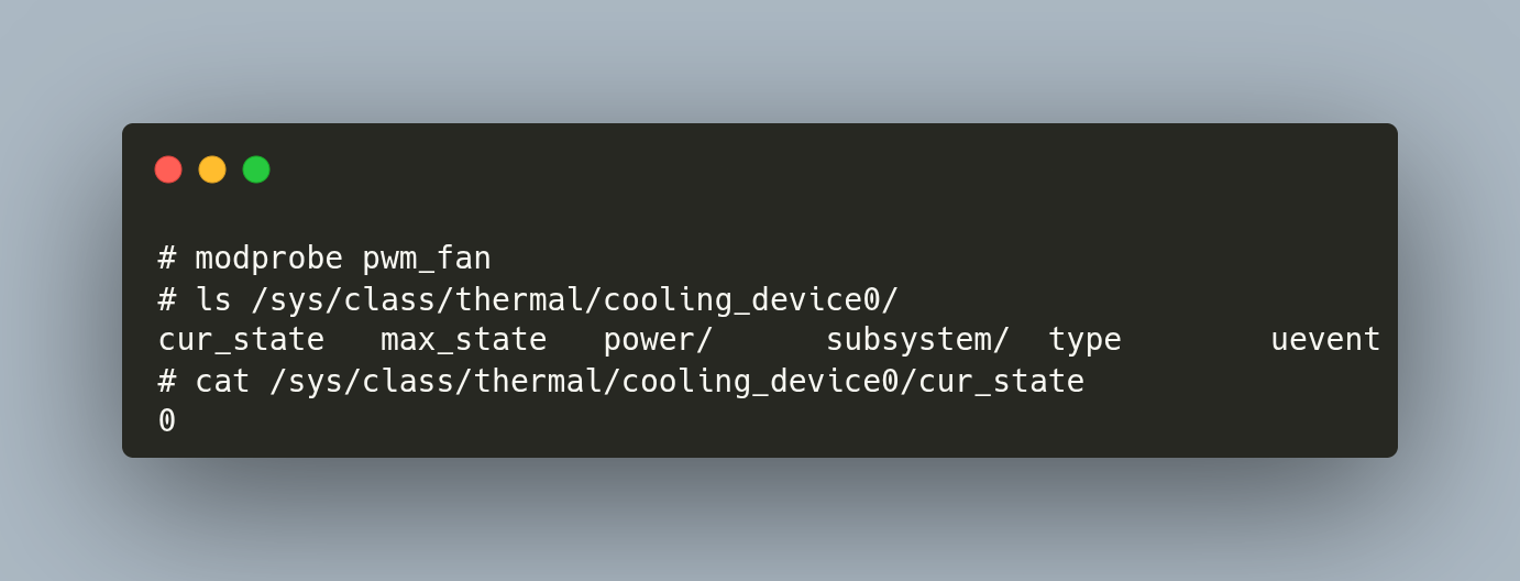 Active cooler being controlled by the device driver