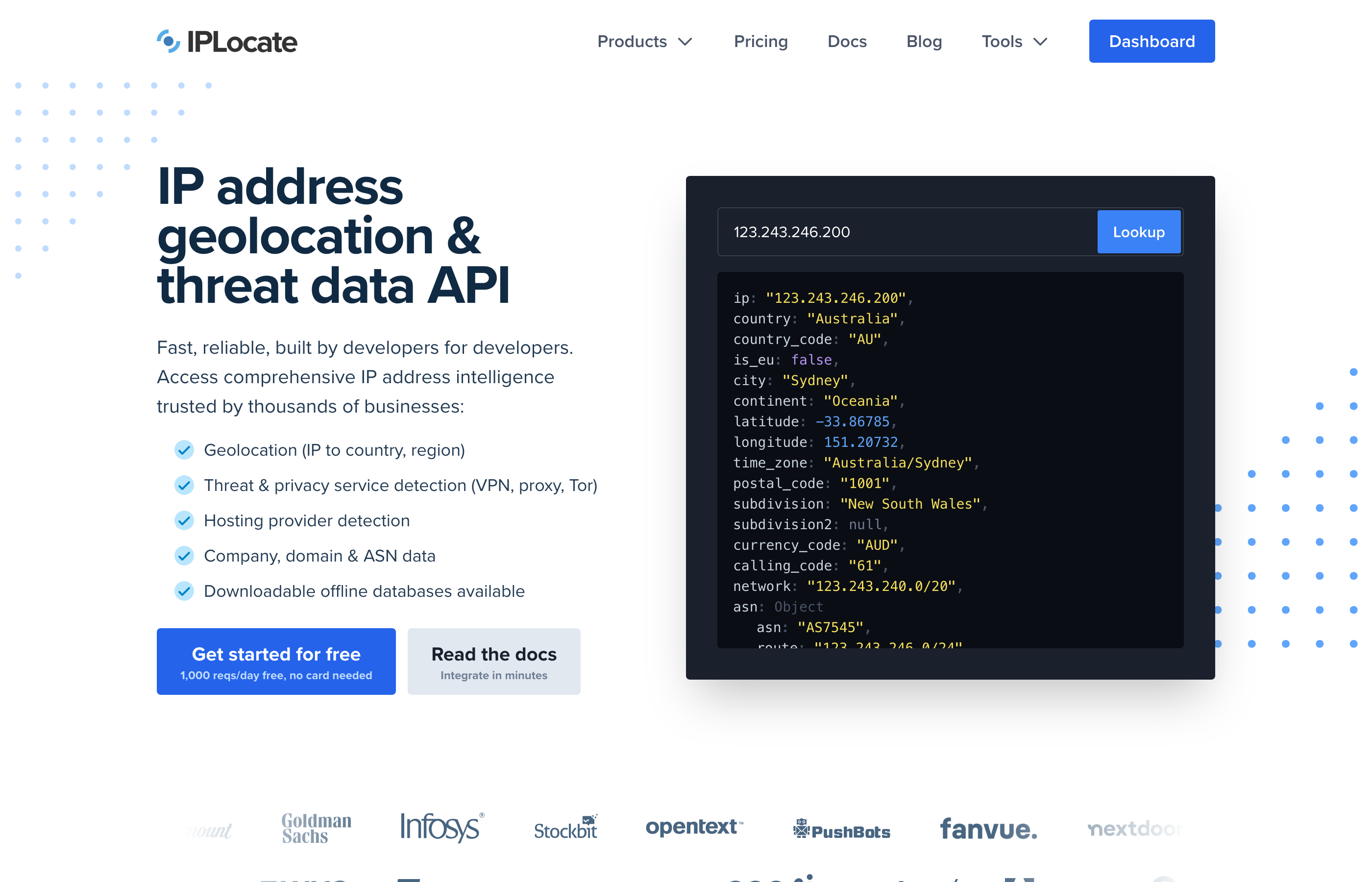 IPLocate website screenshot