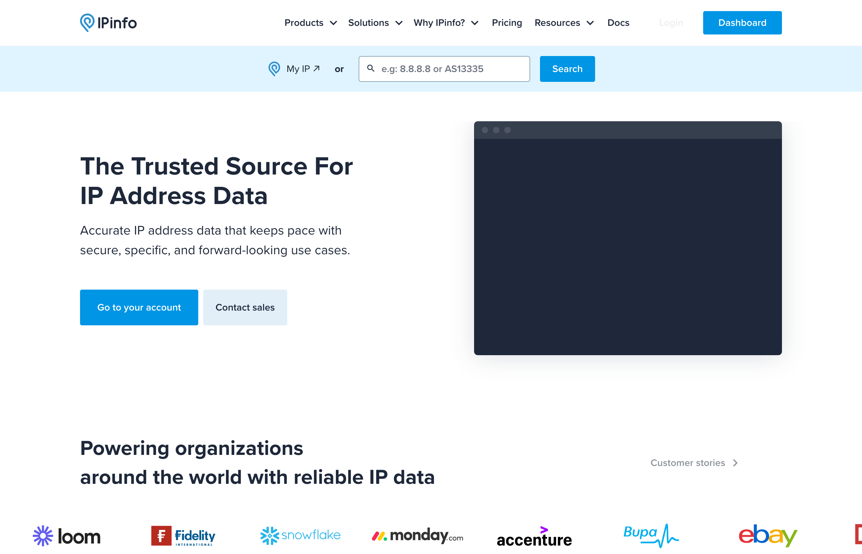 IPinfo website screenshot