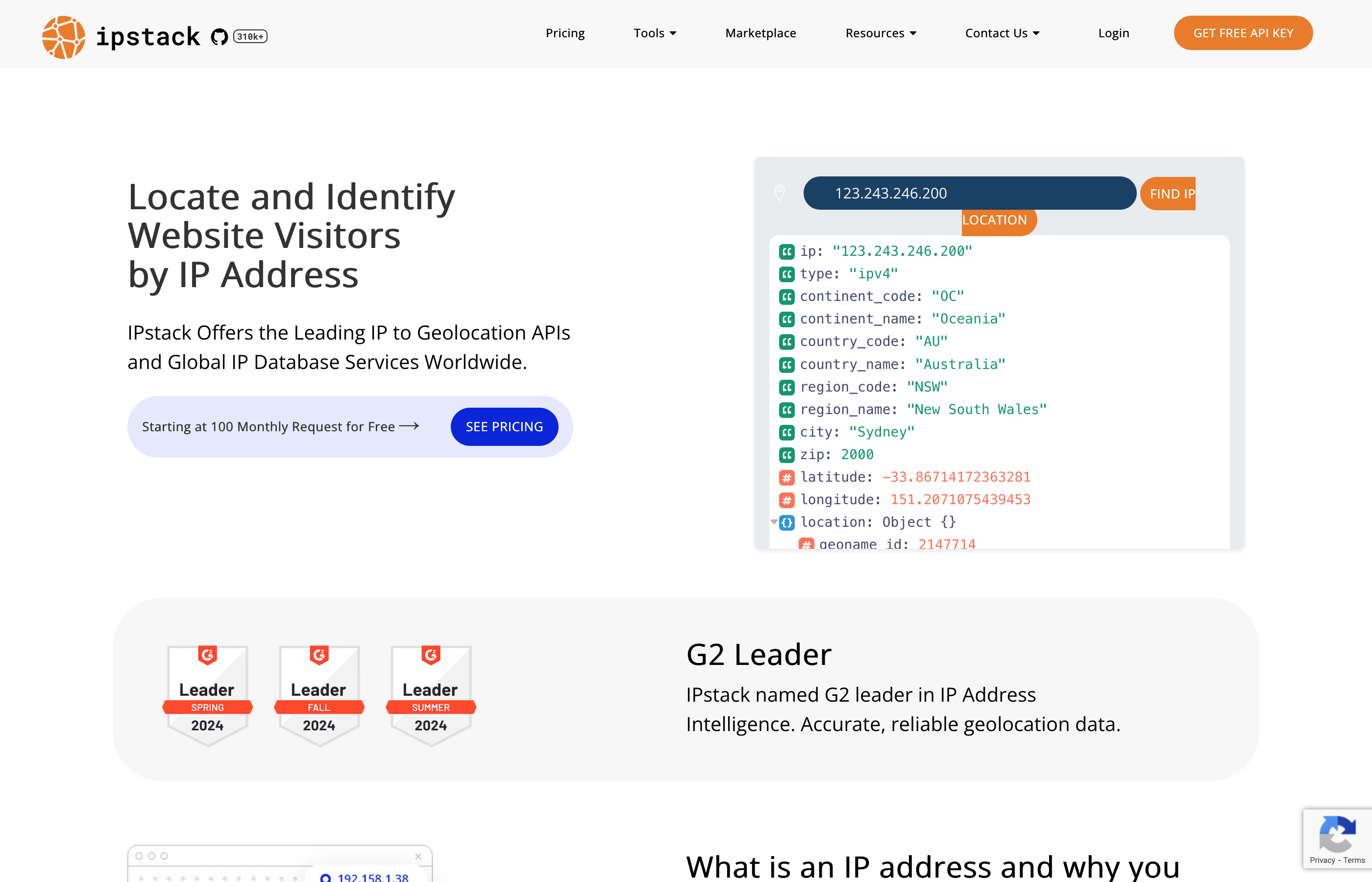 IPstack website screenshot