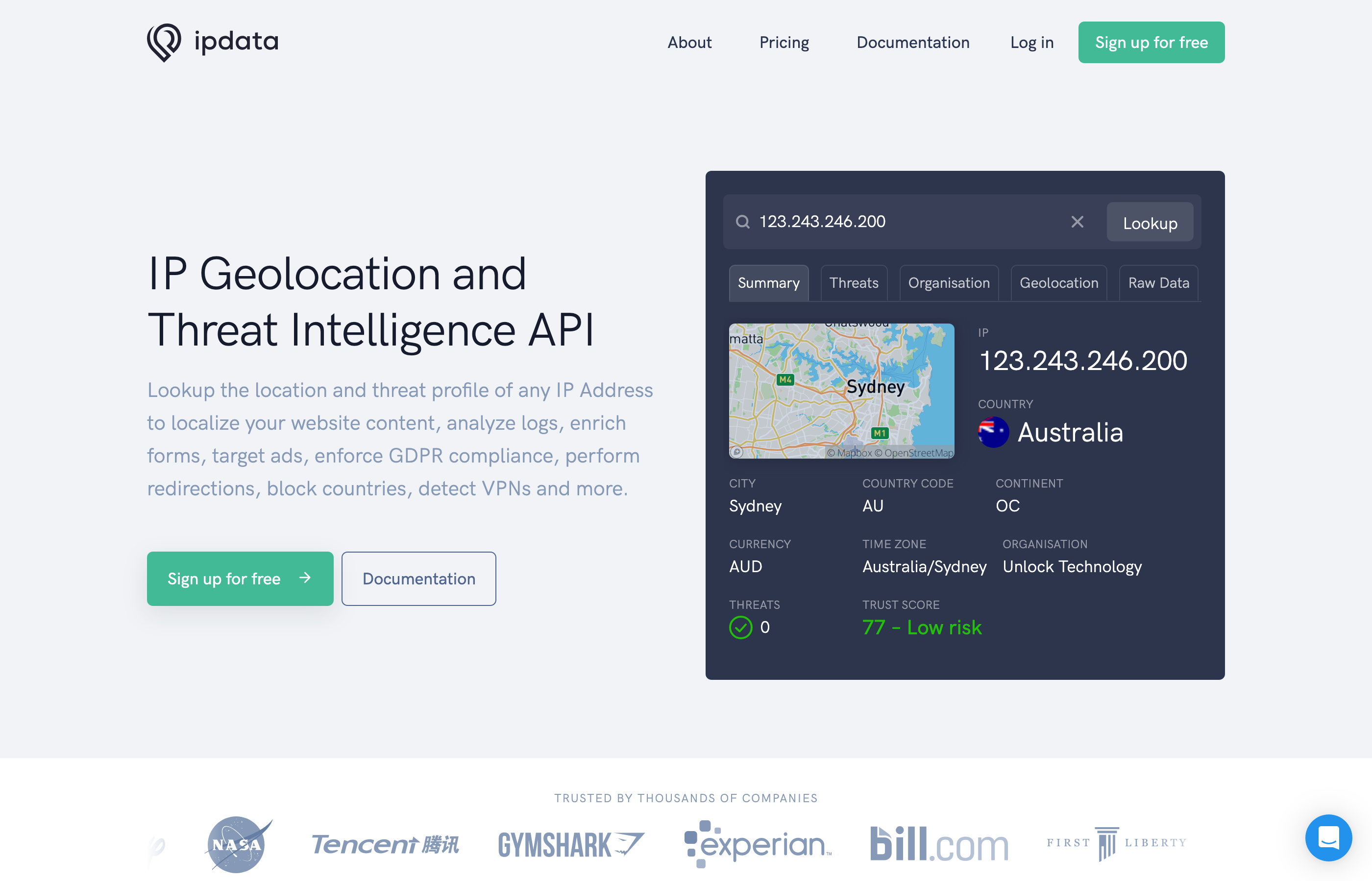 ipdata website screenshot