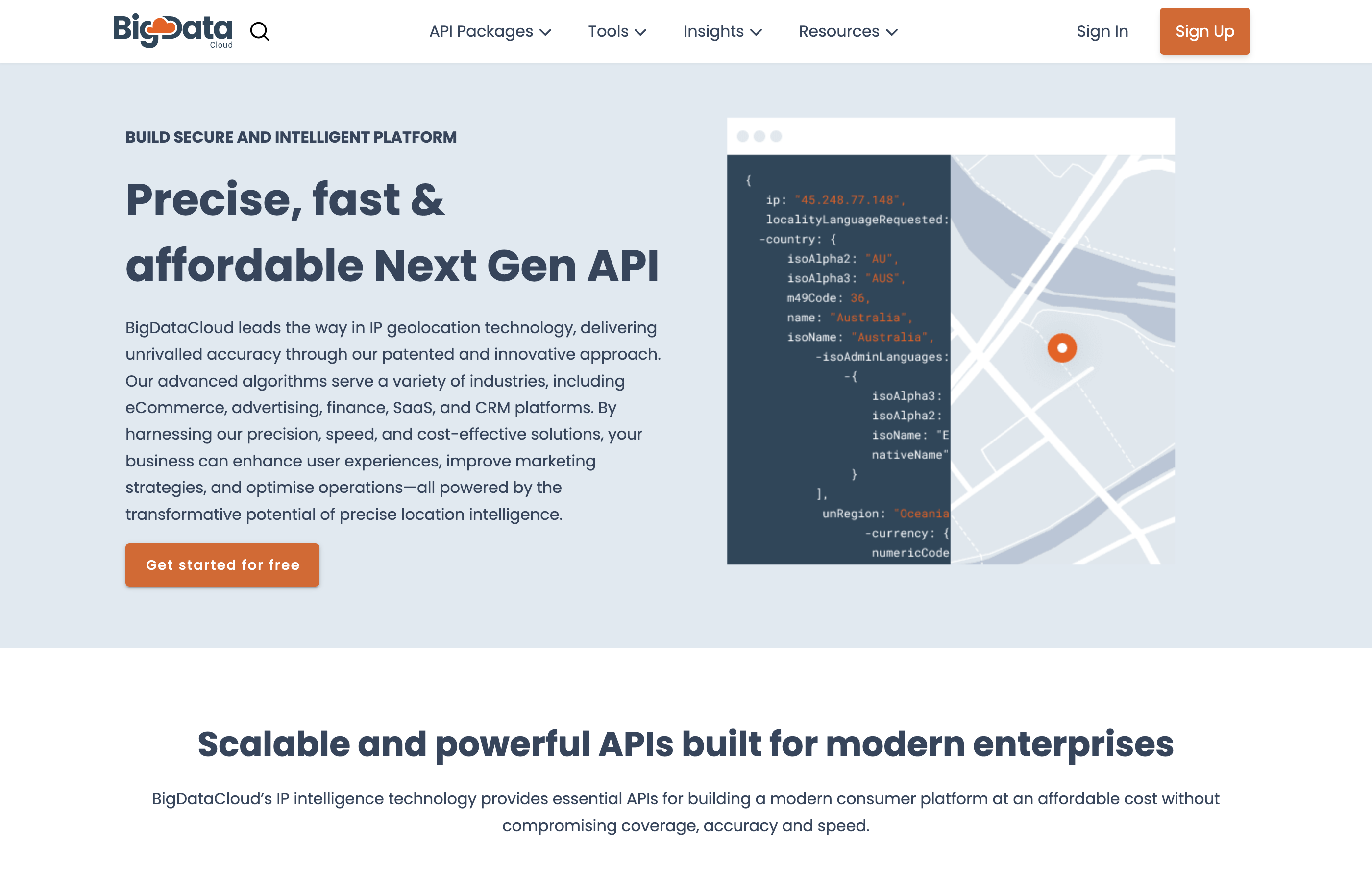 BigDataCloud website screenshot