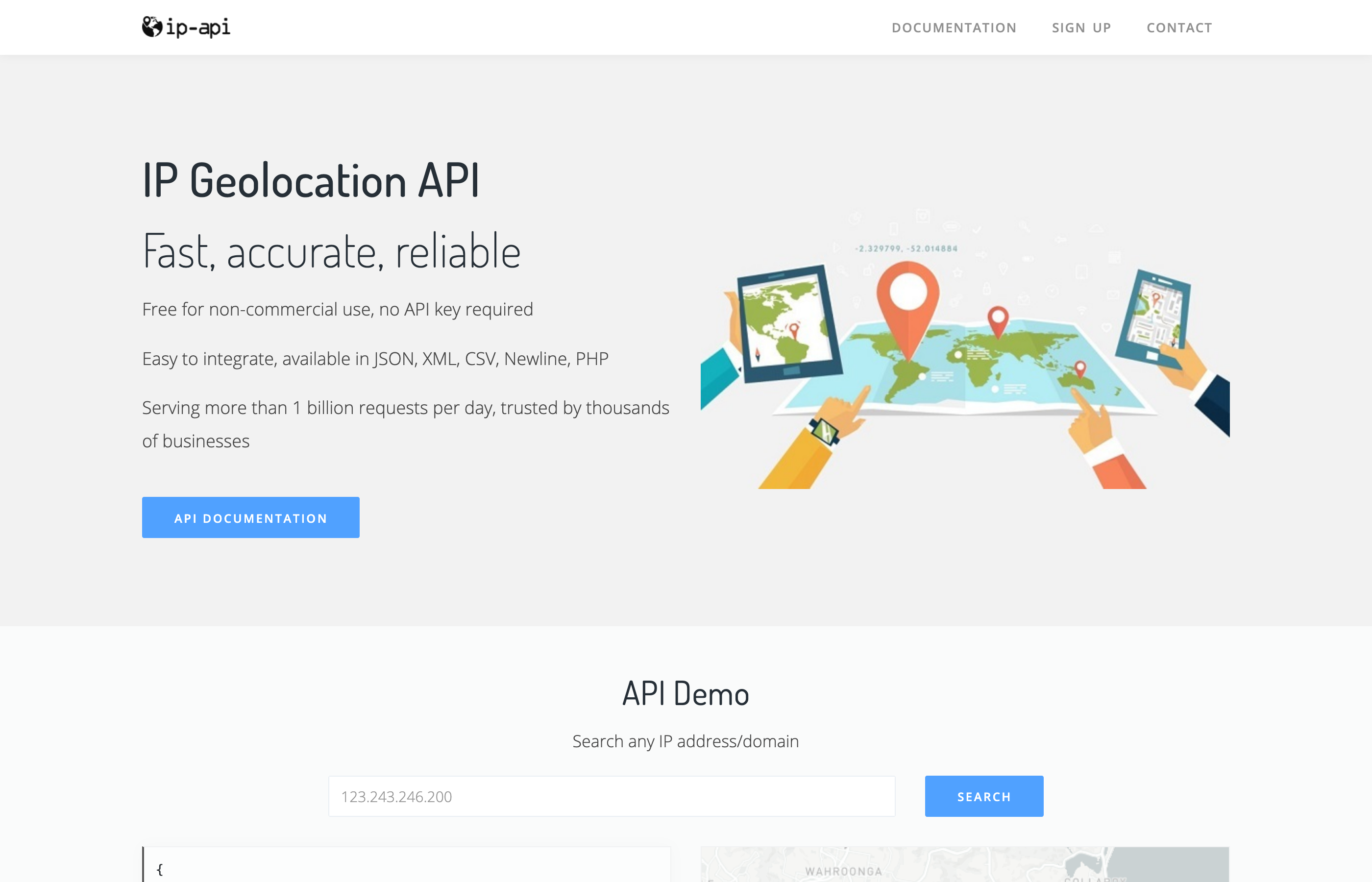 ip-api website screenshot