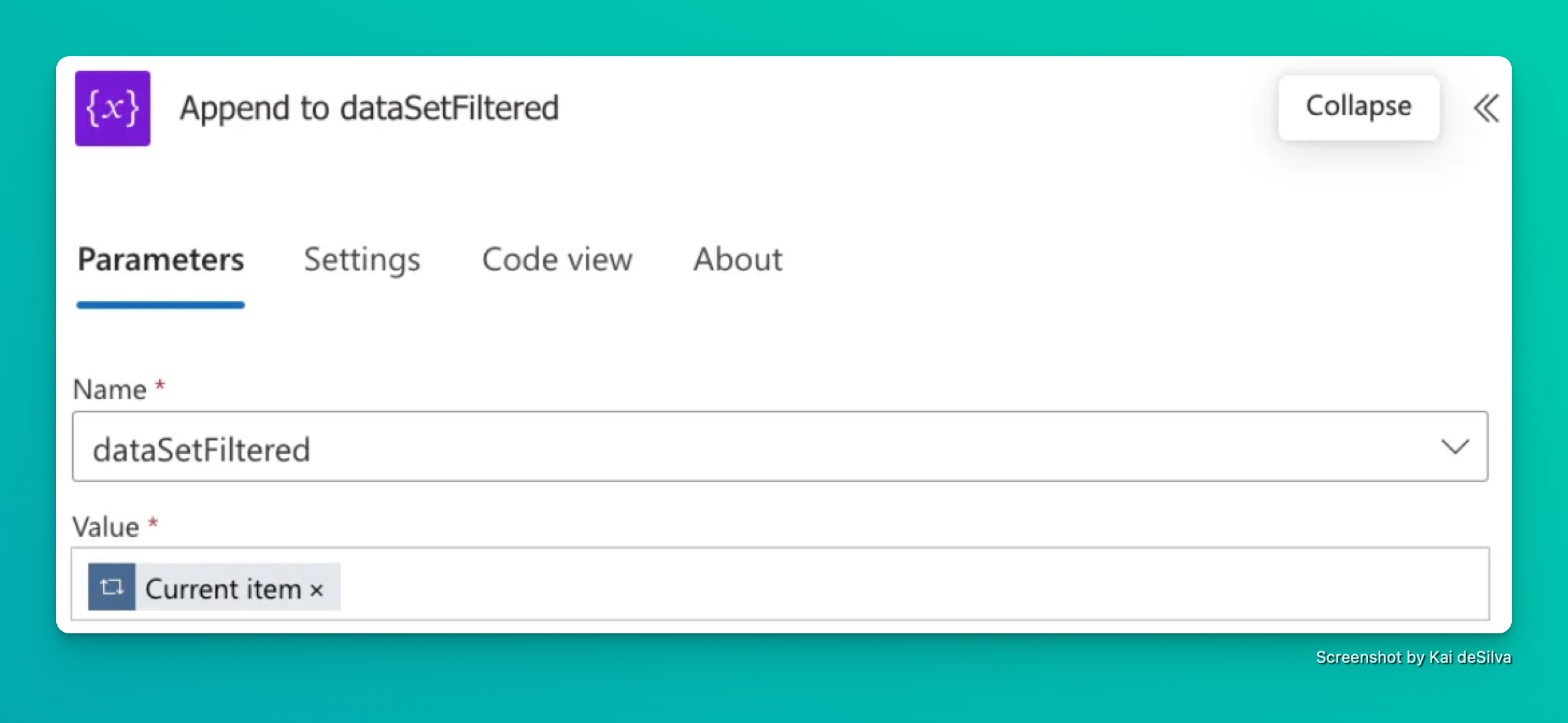 Append to array variable screenshot