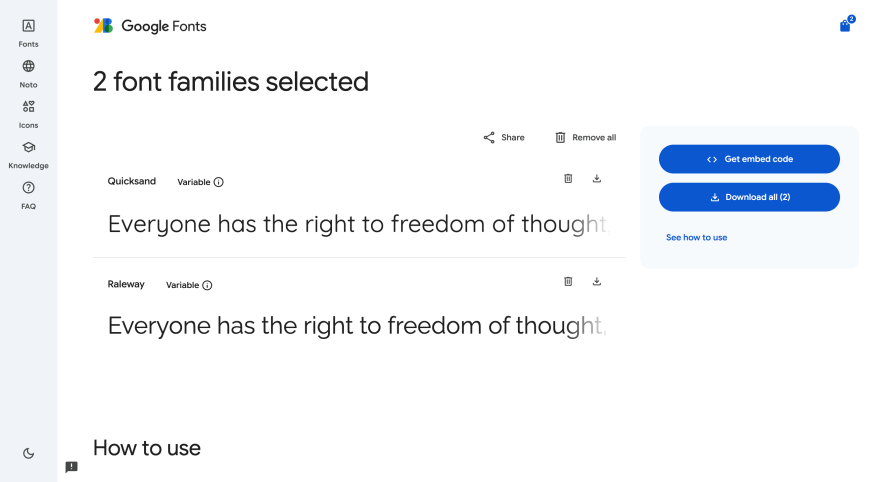 integrating google fonts to your project