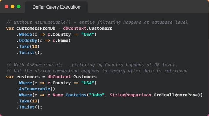 C# & .NET Insights: AsEnumerable in LINQ