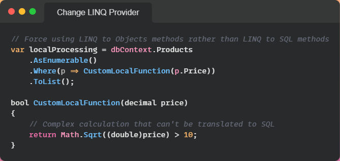 Change LINQ provider