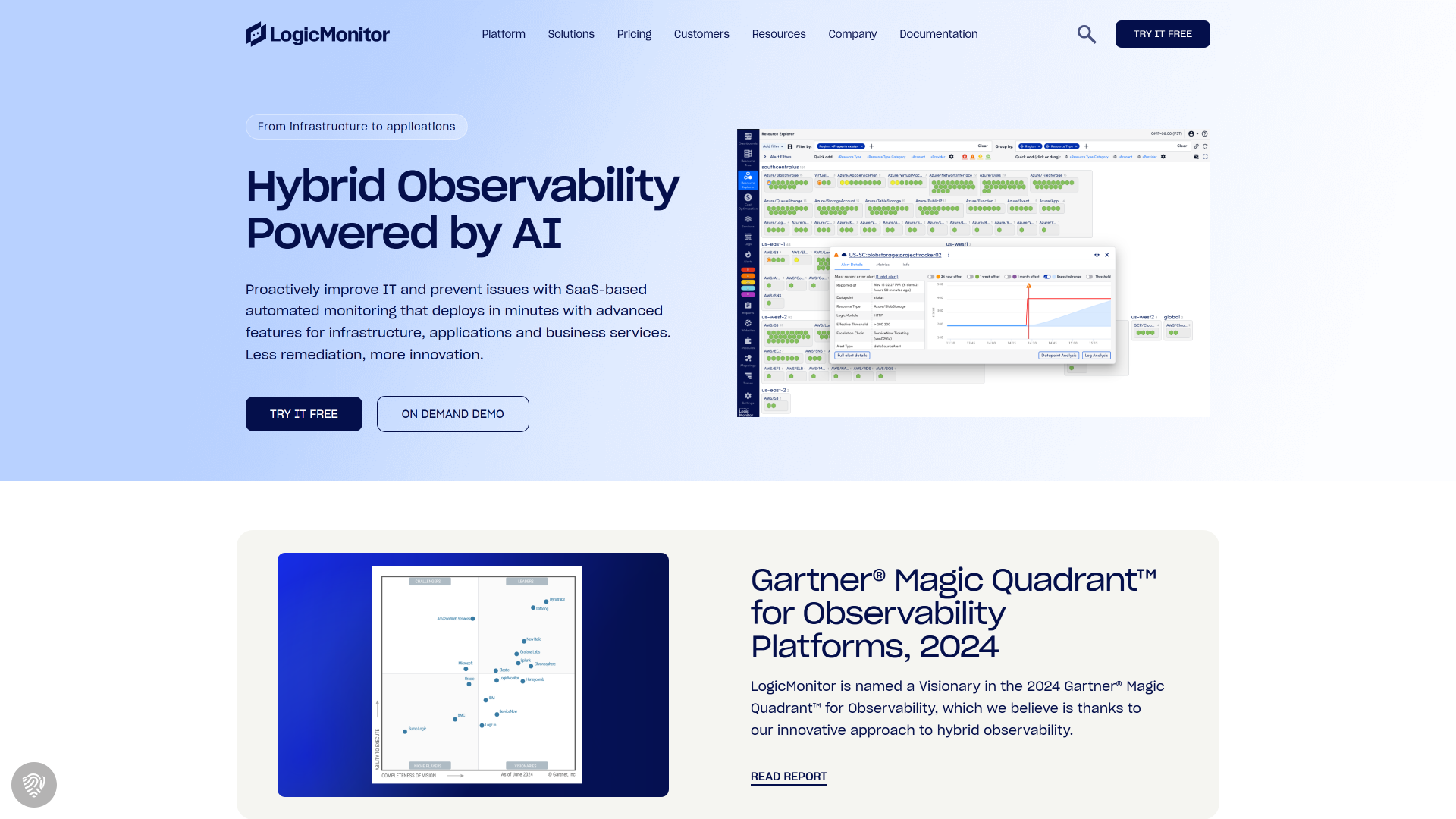 Home page of LogicMonitor