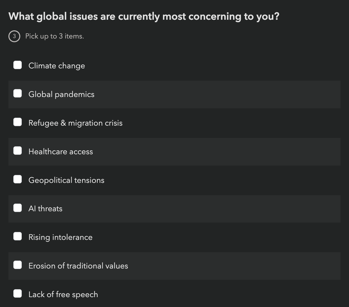 What global issues are currently most concerning to you?<br>
