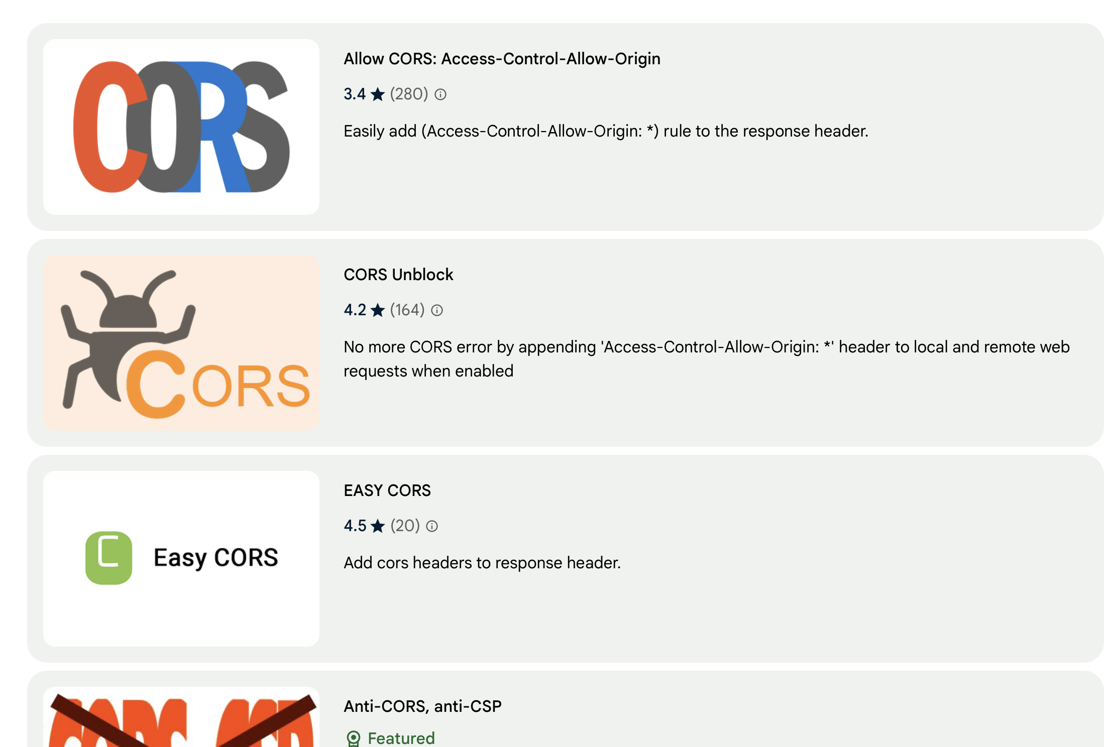 Browser extensions for unblocking CORS