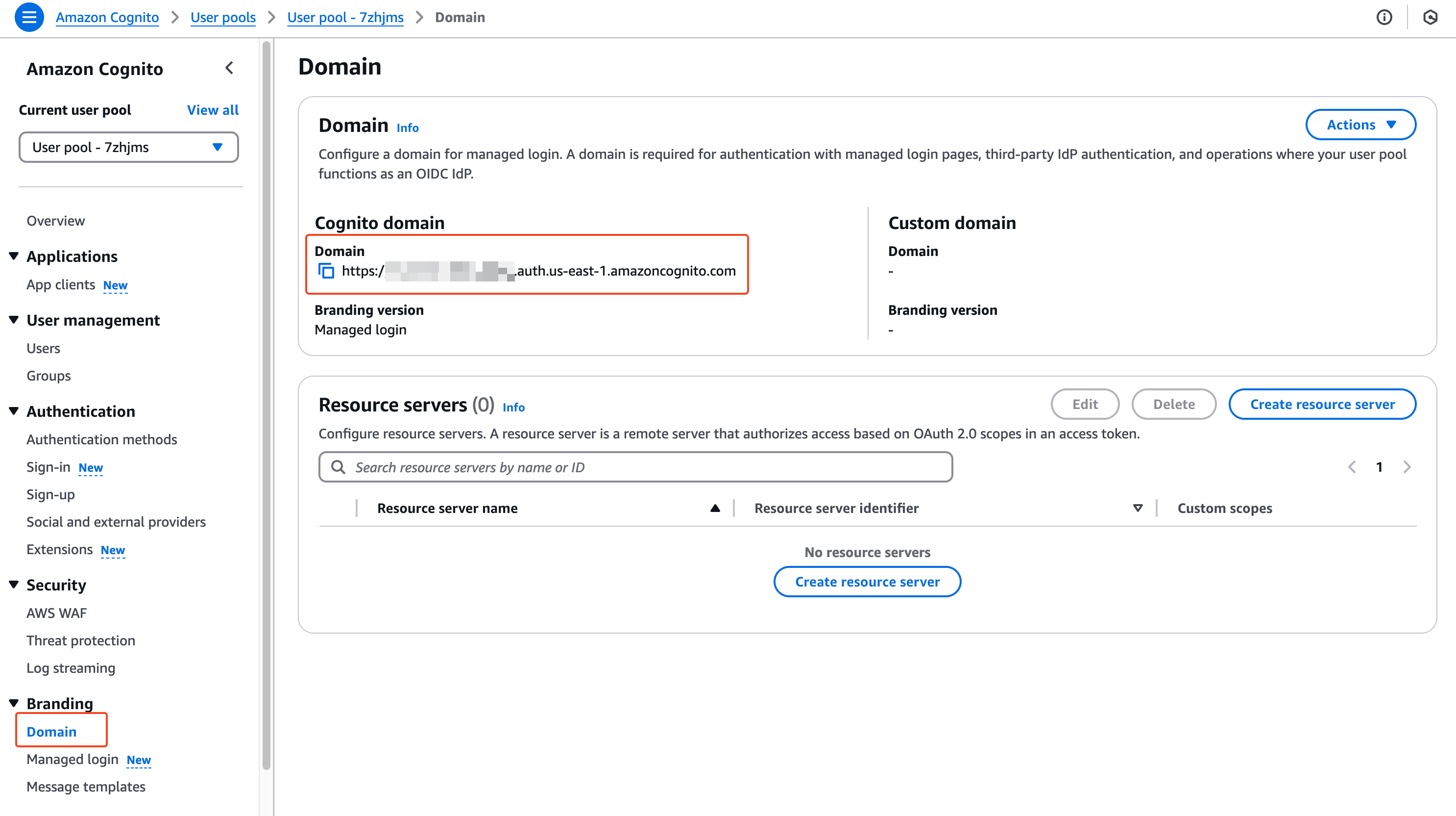 Find Domain from Cognito