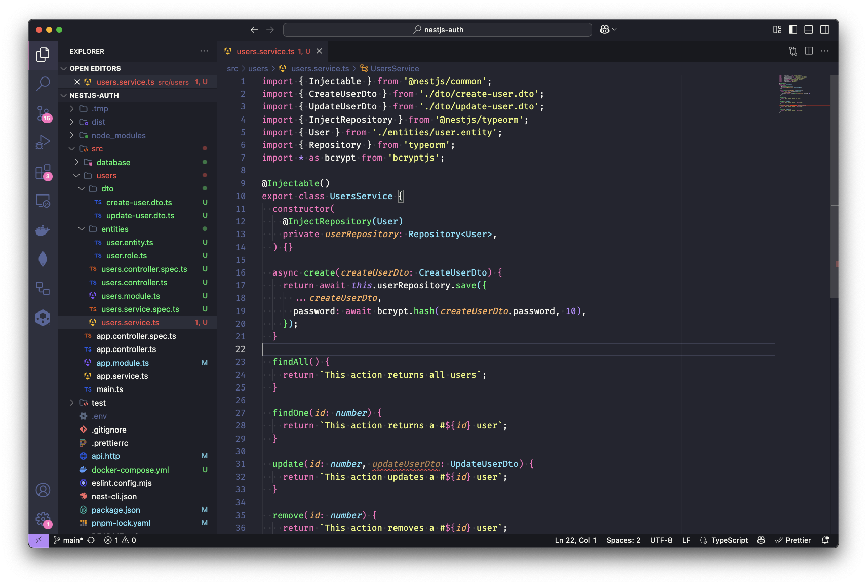 UserService com bcryptjs