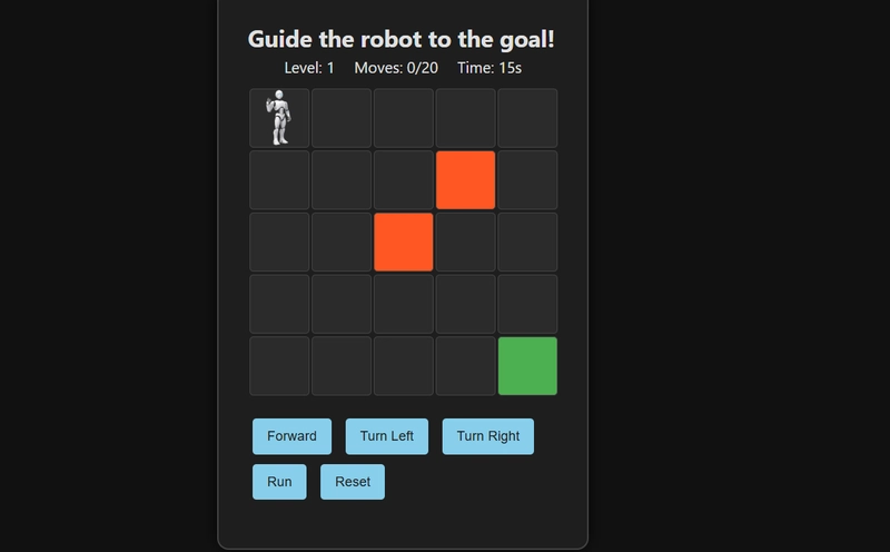 RoboRescue Puzzle . A logic-based grid navigation game