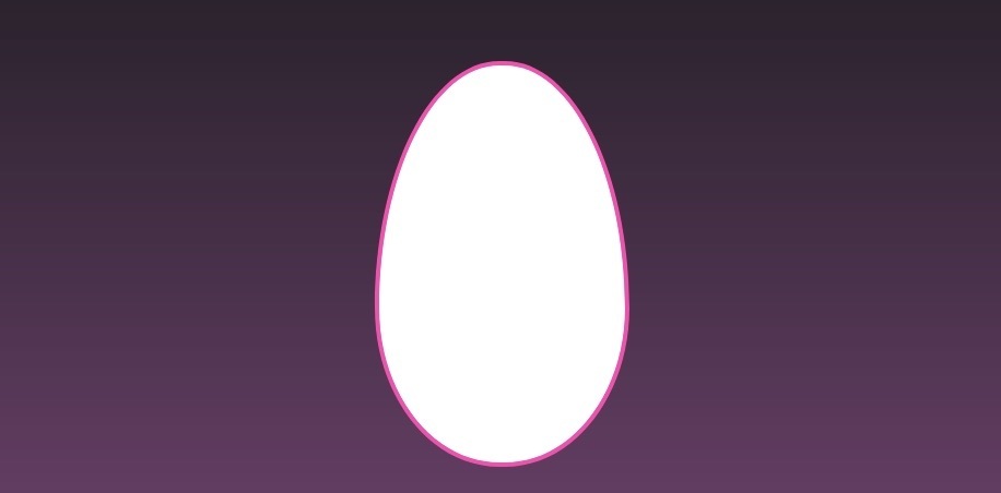 A white oval with a pink border. It's on a black fading to dark purple back ground.