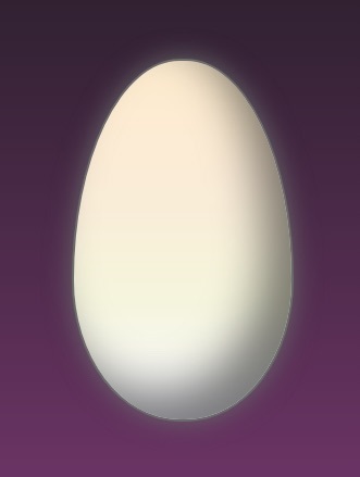 a white egg on a black and dark purple background. Shadows have been added to give it a more 3D look.