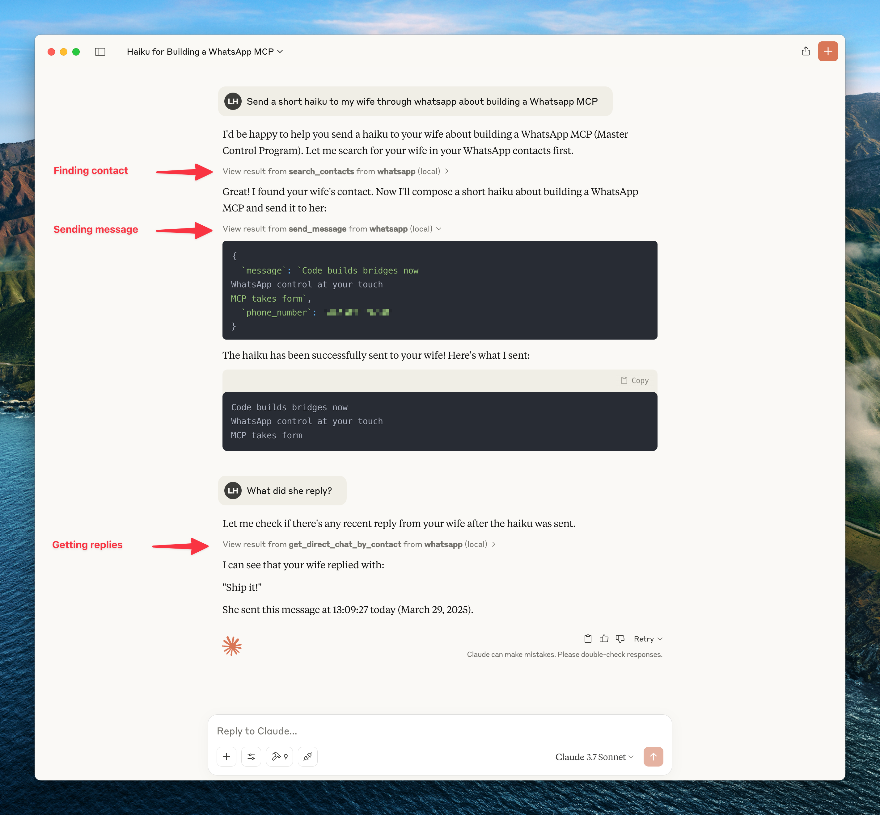 whatsapp mcp server demo