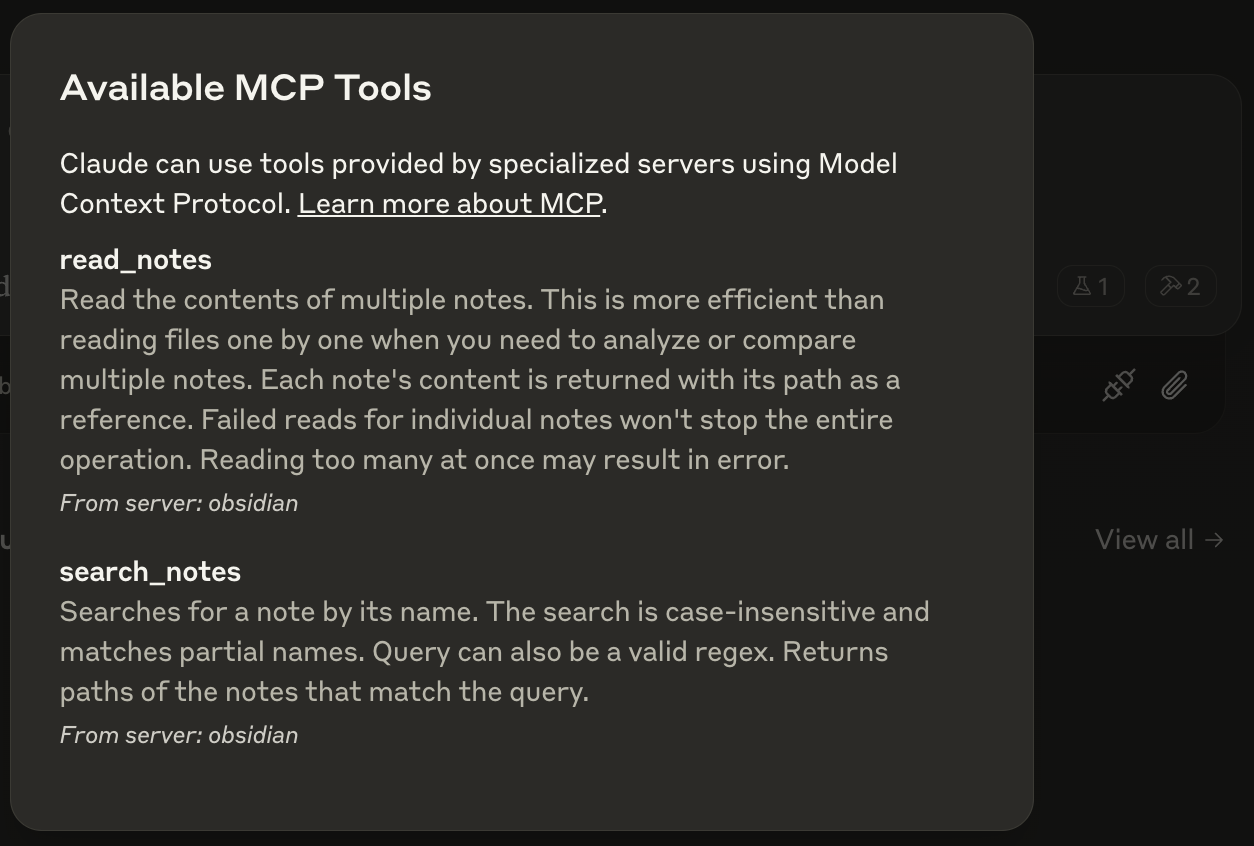 obsidian mcp tools