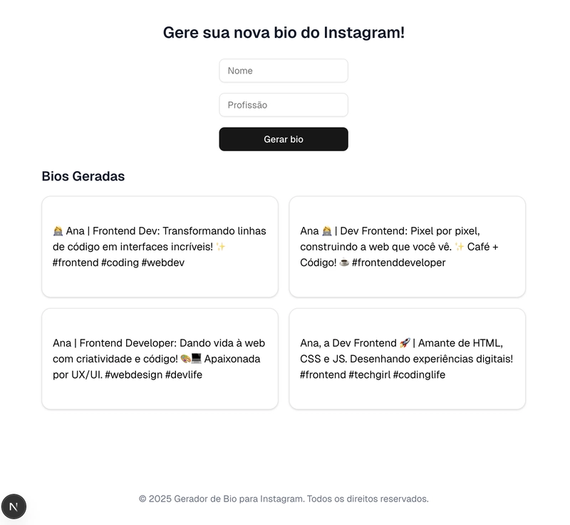 Crie seu primeiro projeto com Gemini: um gerador de bios para Instagram usando Next.js