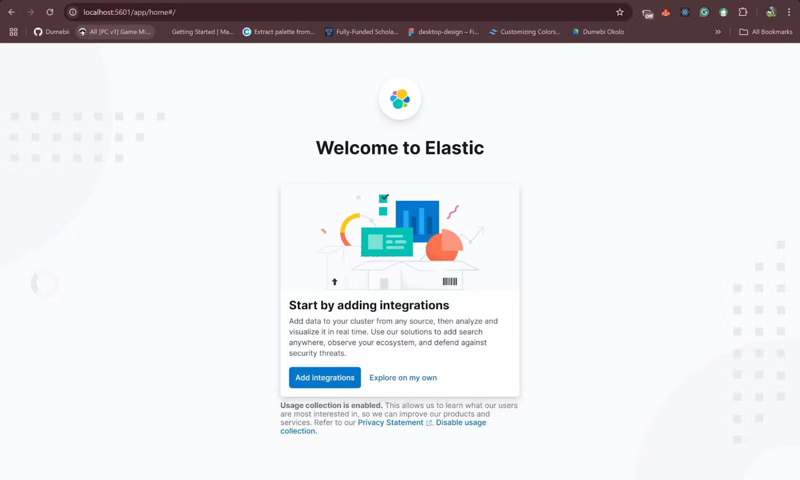 Kibana welcome page