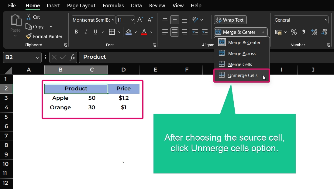 Unmerging cells