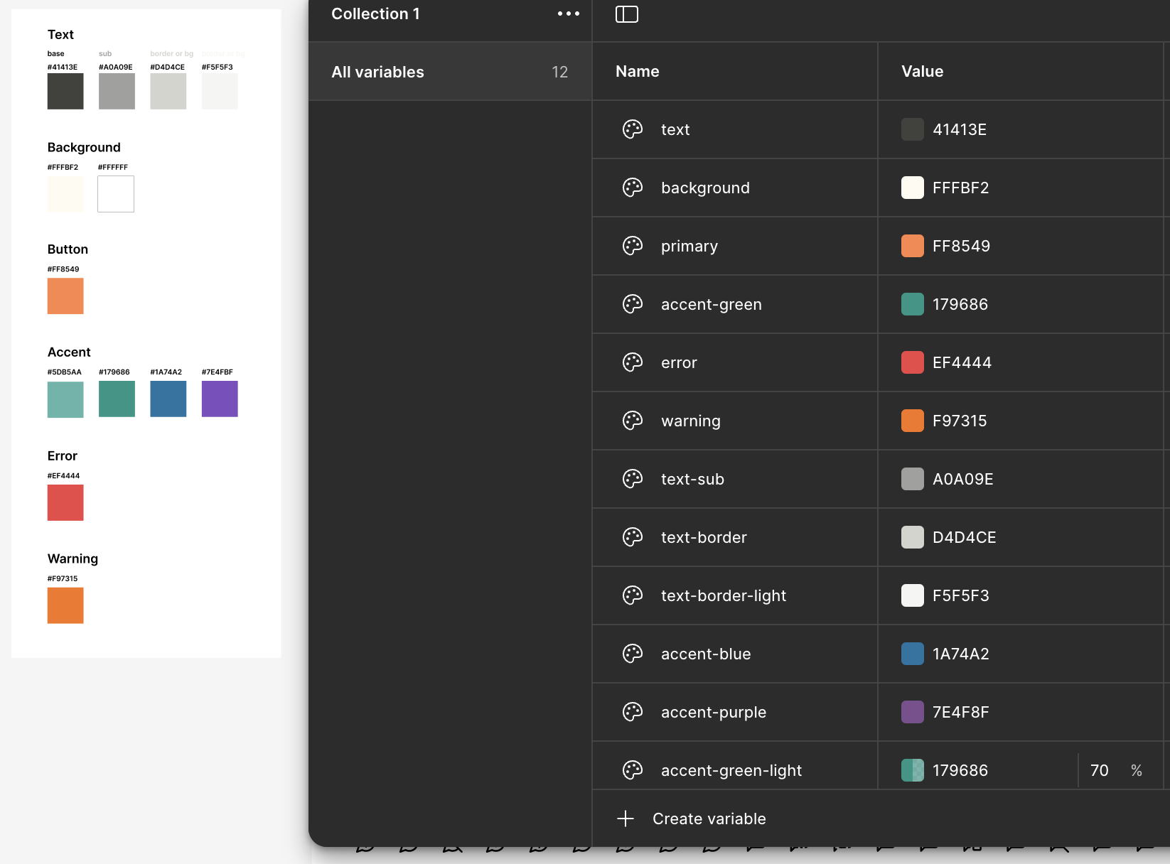 Color tokens