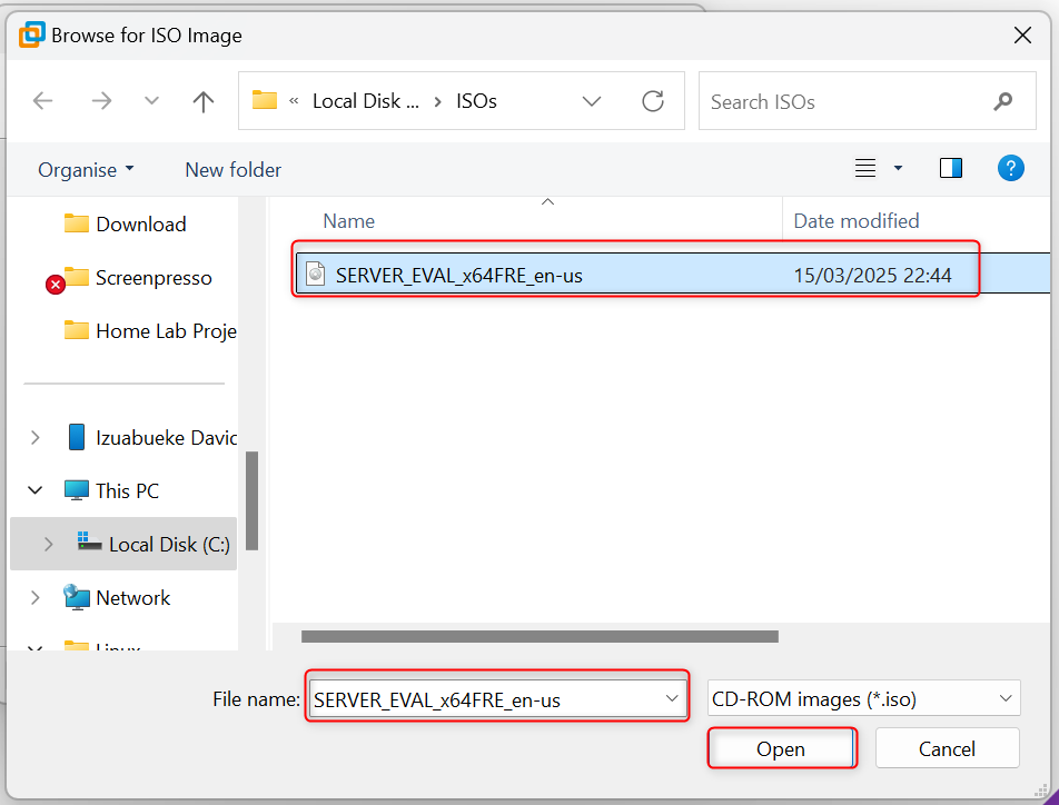select the file