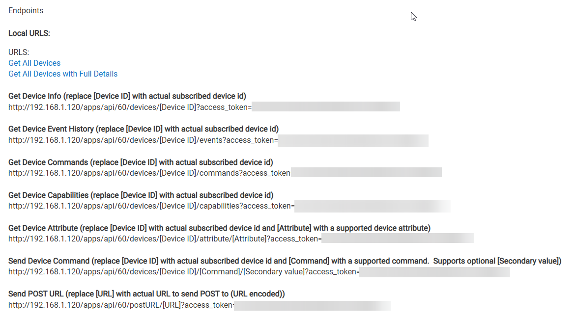 Hubitat Makrer API Endpoint List