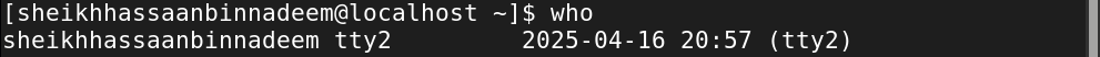who command in linux
