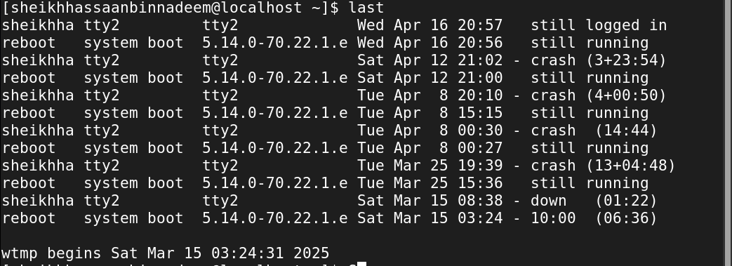 last command in Linux