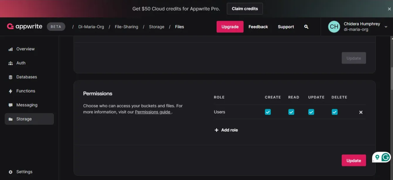 appwrite setting