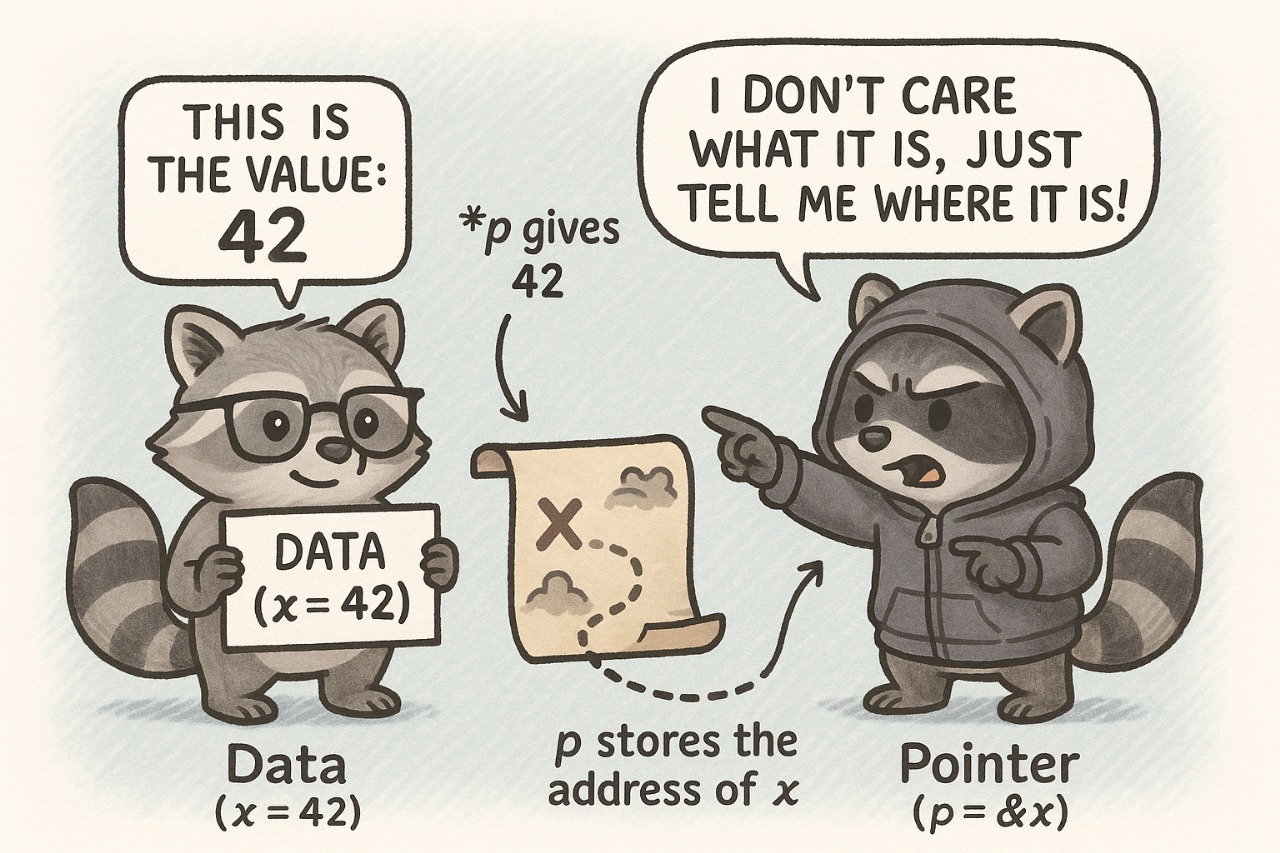 Diagram explaining how pointer references work in C