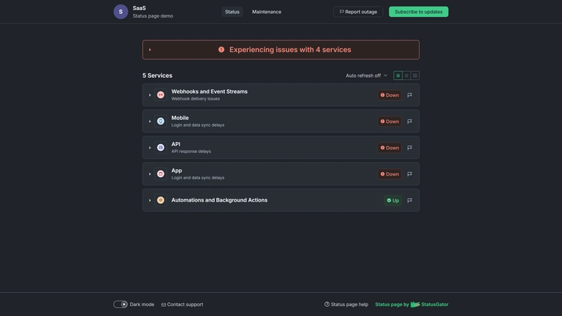 7 SaaS Status Page Providers