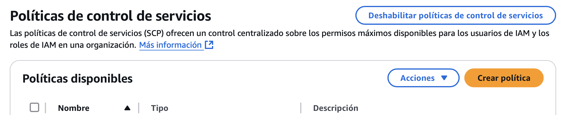 Crear política