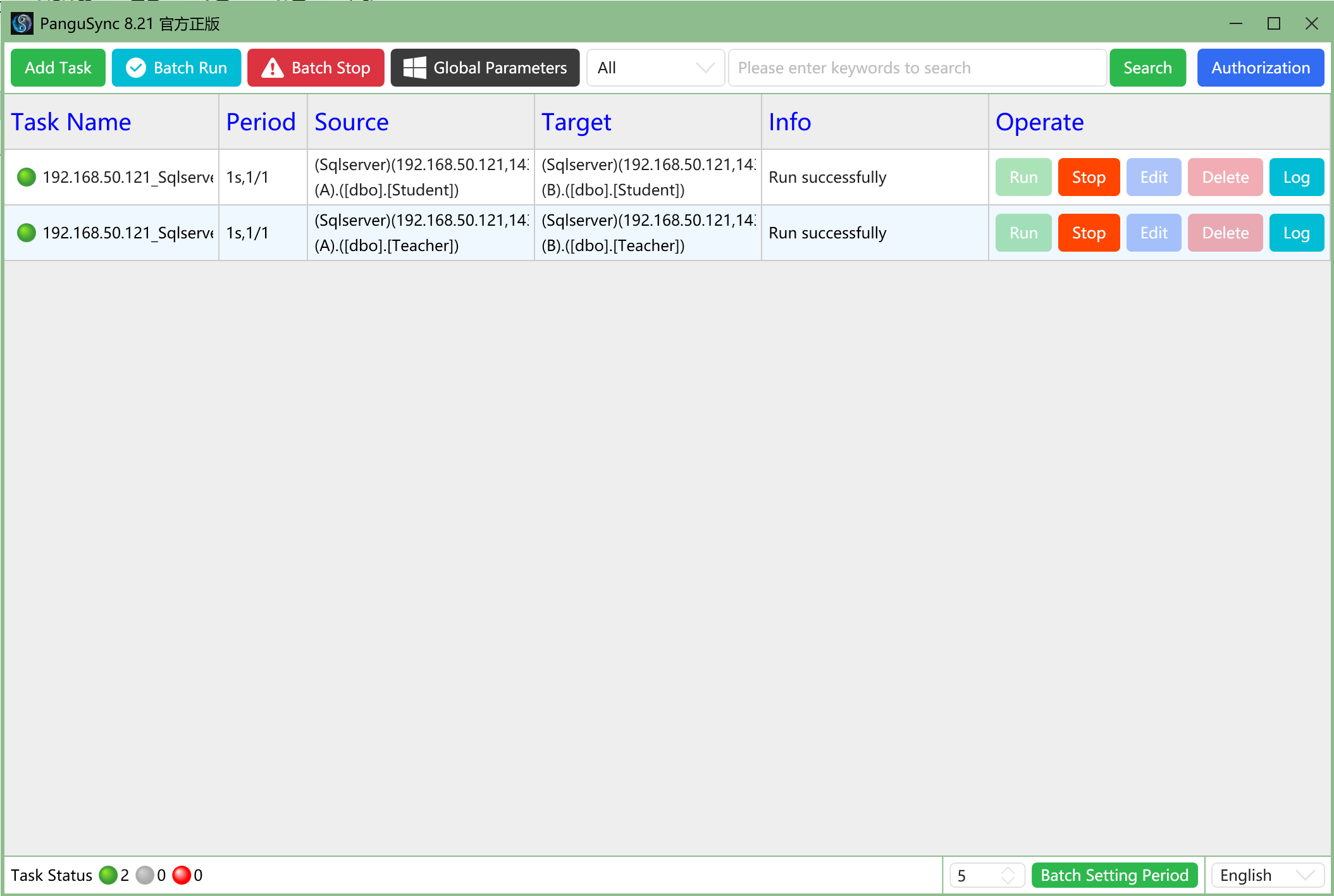 Tasks Running Successfully
