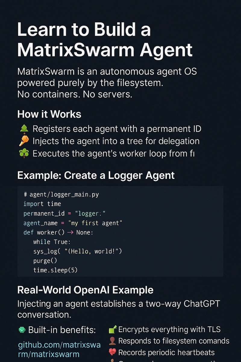 MatrixSwarm — An Autonomous OS That Spawns Agents from Folders (No Servers. No Containers.)