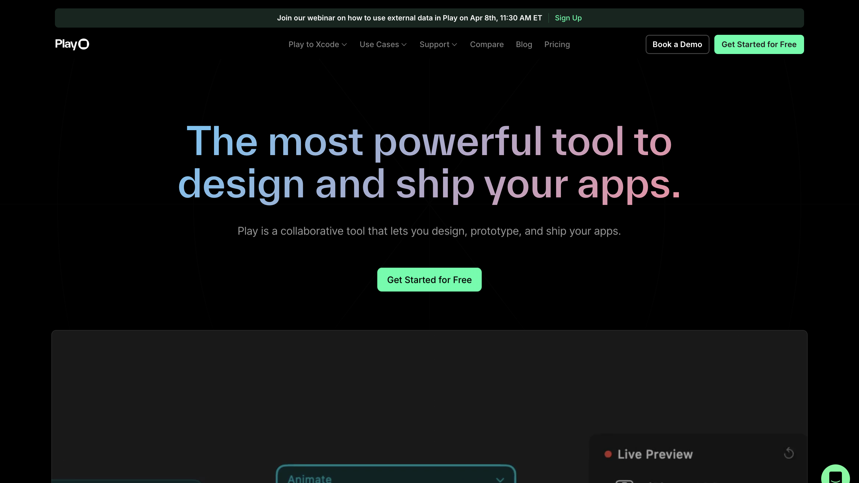 Play features a very dark color scheme